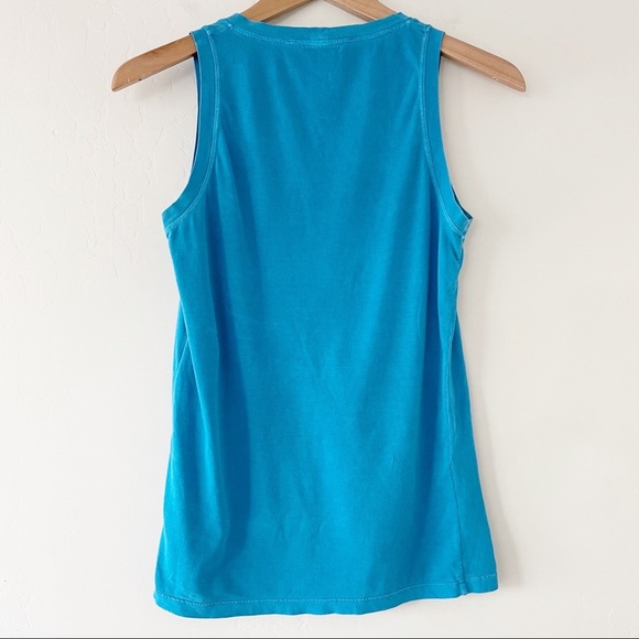 Yves Saint Laurent 1990s YSL Velvet logo-print tank top Teal Blue - Picture 8 of 10